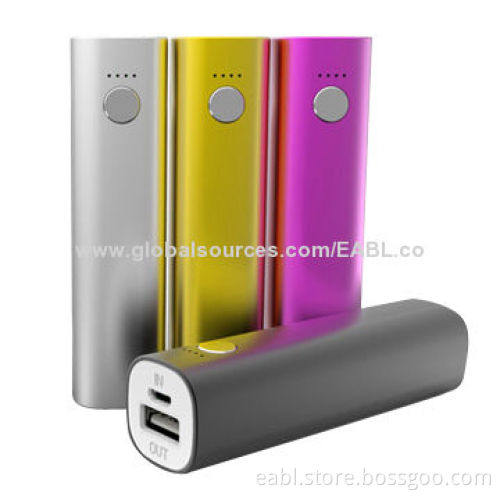 Rechargeable Battery Packs with LED Indicator, Grade A Battery, 2,600mAh Capacity, Lipstick Design